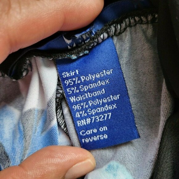 Apt 9 Womens Black Blue Floral Polyester Elastic Waist A Line Skirt Size Small - Picture 11 of 12